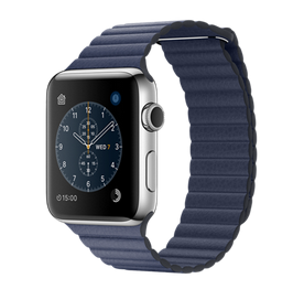 苹果手表（Apple）Apple Watch Series 2不锈钢表壳搭配午夜蓝色皮制回环形表带